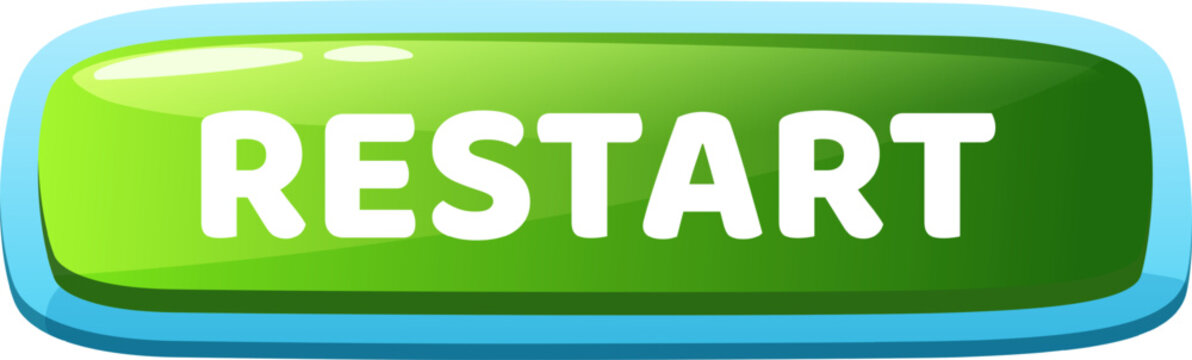 Green restart button for computer software game menu design