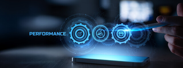 Performance Optimization and Team Efficiency Illustrated Through Digital Interface and Data Icons.