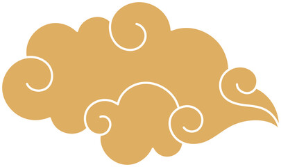Golden asian style cloud flowing pattern element