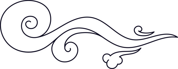 Fototapeta premium Stylized Asian cloud scroll pattern line art
