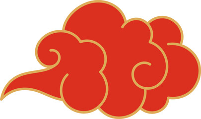 Red and gold auspicious cloud representing Asian good fortune