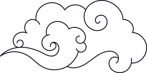 Traditional asian cloud line art illustration