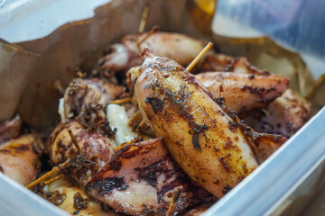 Grilled Stuffed Squid in Takeaway Container