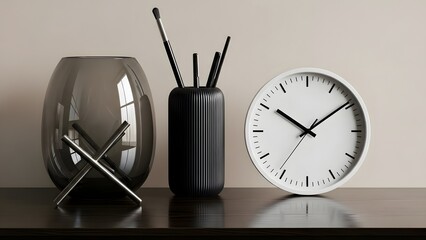 Business alarm clock object icon on a table, with a wall clock dial concept, representing the time, hours, minutes, and seconds for a deadline