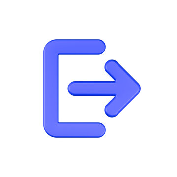 3d rendering icon logout blue color