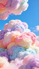Obraz premium Rainbow Cotton Candy Cloud Scene Soft Color Fluffy Healing Background Dreamy Sweet Element