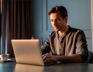 young man working on laptop