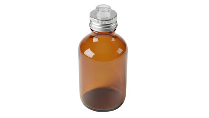Isolated amber bottle container with screw cap for medical, health care, science, laboratory