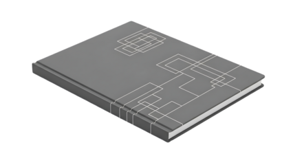 Detailed illustration of a closed book with circuit board design isolated on transparent background