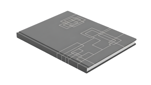 Detailed illustration of a closed book with circuit board design isolated on transparent background - Powered by Adobe