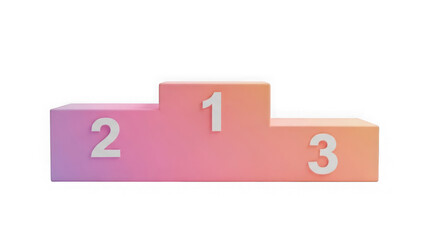 Three tiered victory podium with numbers one two and three isolated on transparent background