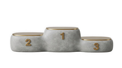 Three tiered winner s podium with gold numbers 1 2 3 isolated on transparent background