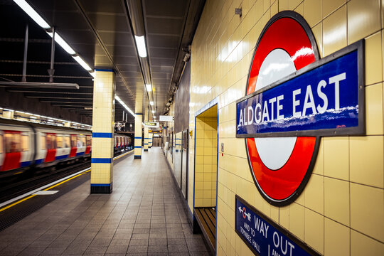 OCTOBER 29, 2025: Aldgate East Underground Station &ndash; District & Hammersmith & City Line platform