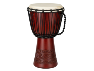 Isolated Djembe Drum, Percussion Instrument, Wood Carving, African Rhythm, Musical Culture