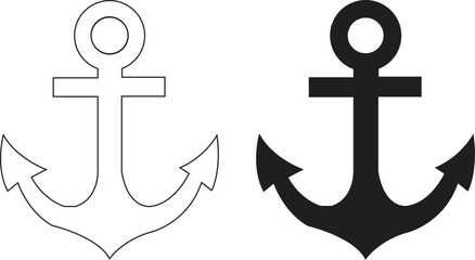 Nautical Marine Anchor Icon Vector Collection