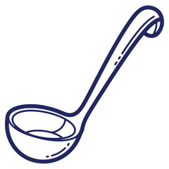 Single ladle illustration for culinary use and serving of liquids and cooking ingredients and utensil representation