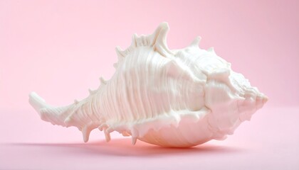 Elegant white shell on pink background displaying