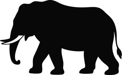 Majestic african elephant silhouette against a white background