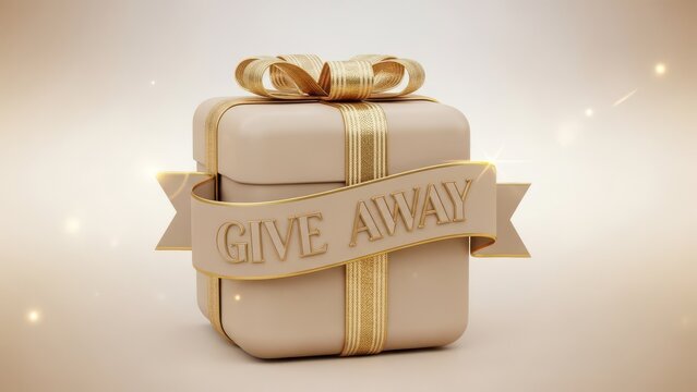 Elegant 3D Giveaway Gift Box with Gold Ribbon