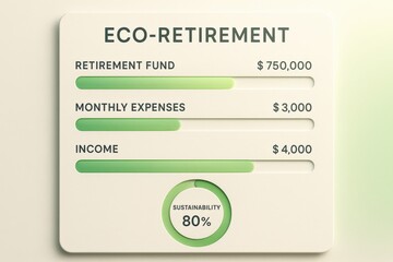 sustainable retirement plan concept. Eco-retirement financial overview with sustainability metrics.