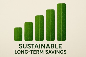 sustainable retirement plan concept. Sustainable savings graphic with leaf-patterned bars.