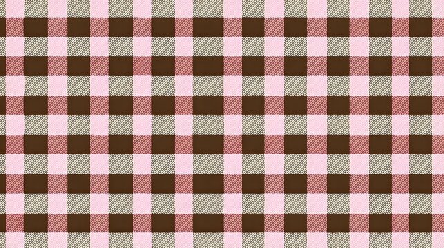 A visually appealing repeating gingham pattern in brown and light pink squares offering a versatile and traditional fabric aesthetic for various creative projects