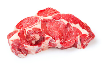 fresh raw beef steak on white background