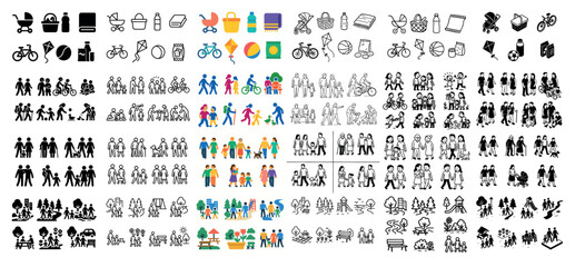 Diverse group activity icons collection