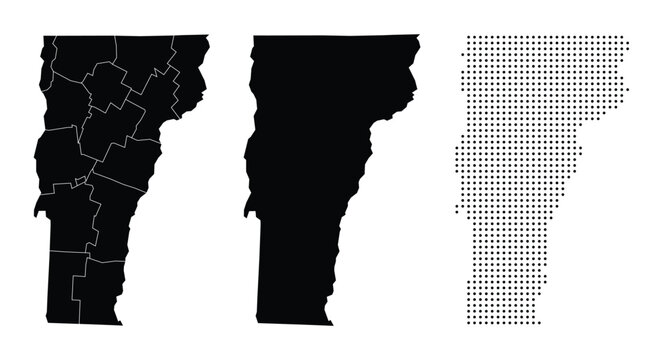 Vermont state outline with county divisions and dot pattern vector illustration