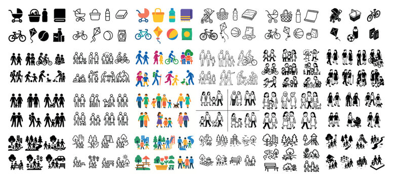 Diverse group activity icons collection