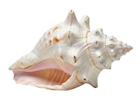 Isolated Queen Conch Shell, sea snail, Caribbean seashell or mollusk, pale, sandy colors