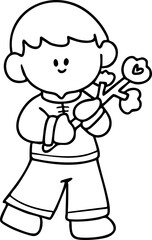 Chinese New Year 2026, the year of the Horse, red and gold line art characters, simple hand-drawn Asian elements with craft (Chinese translation: Happy Chinese New Year 2026, year of the Horse)