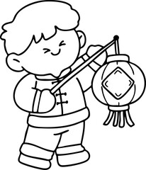 Chinese New Year 2026, the year of the Horse, red and gold line art characters, simple hand-drawn Asian elements with craft (Chinese translation: Happy Chinese New Year 2026, year of the Horse)