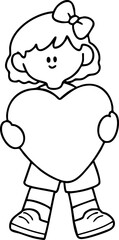 Valentine's Day, cute cartoon children holding a heart sign, love, elements, illustration