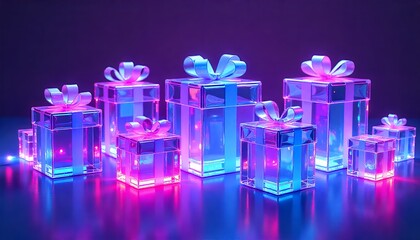 futuristic gift box with ribbon