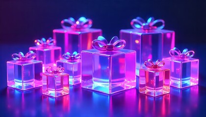futuristic gift box with ribbon