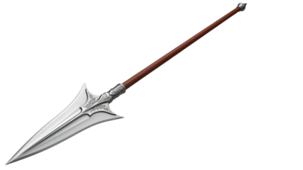 Isolated fantasy spear weapon, ornate medieval polearm, antique weapon with no background image