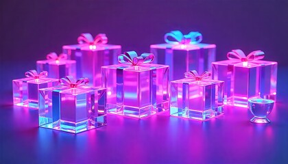 futuristic gift box with ribbon