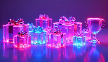 futuristic gift box with ribbon