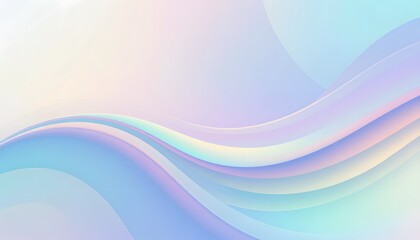 Soft Pastel Abstract Wave Background with Gentle Curving Lines and Smooth Gradients in Shades of Light Blue, Mint Green, Lavender, and Pale Yellow, Conveying Serenity and Modern Fluidity