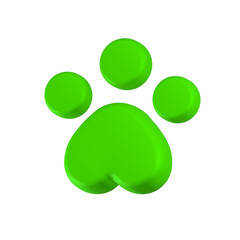 3d rendering icon paw green color
