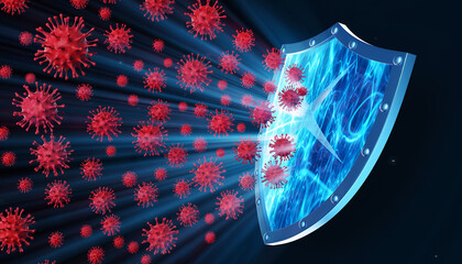 Computer security concept with glowing digital neon design background