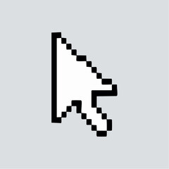Fototapeta premium Pixelated Computer Mouse Pointer Icon on Gray Background.