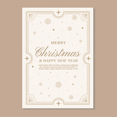 Christmas greeting card and whishes with golden orenaments. Vector illustration hand-drawn Christmas greeting card.