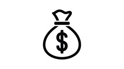 Obraz premium Simple outline icon of a money bag with a dollar sign symbolizing wealth and financial gain