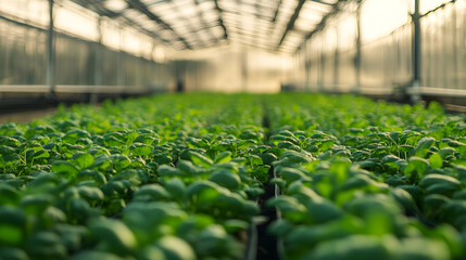 Title: Indoor Vertical Farm Basil: Hydroponic Cultivation with LED Grow Lights