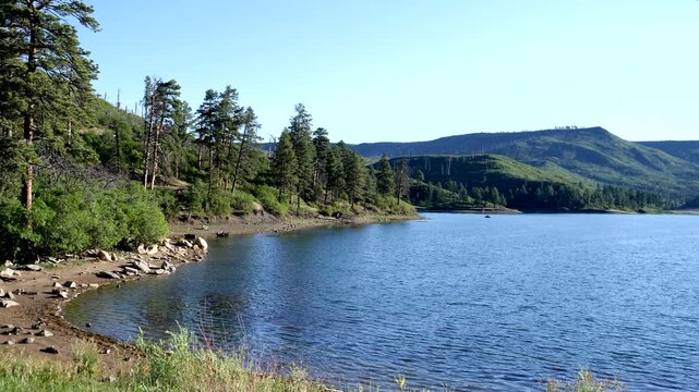 Lake Montoya on a beautiful summer day at Sugarite Canyon State Park, New Mexico