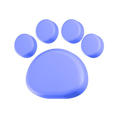 3d rendering icon paw blue color