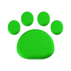 3d rendering icon paw green color
