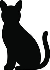 Silhouette of a domestic cat sitting in a relaxed pose